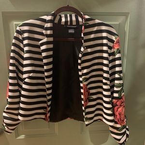 Ashley Stewart Striped and Rose Blazer